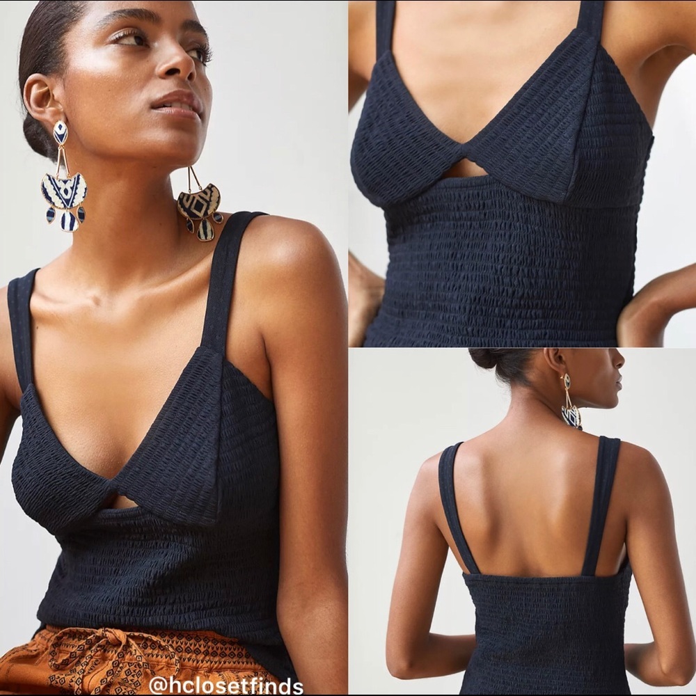 NWT Anthropologie Smocked Cut-Out Tank
